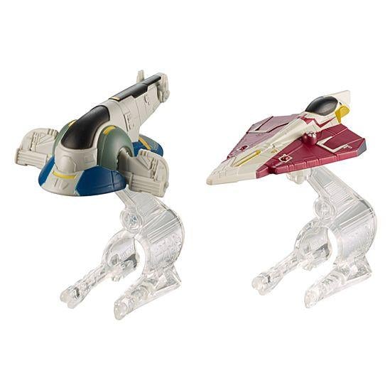 ሆት ዊልስ ስታር ዋርስ ባሪያ 1 ቪ. Jedi Starfighter Starship 2-ጥቅል