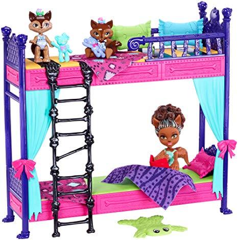 Monster High Monster ቤተሰብ Wolf Bunk Bed Playset ከአሻንጉሊቶች ጋር
