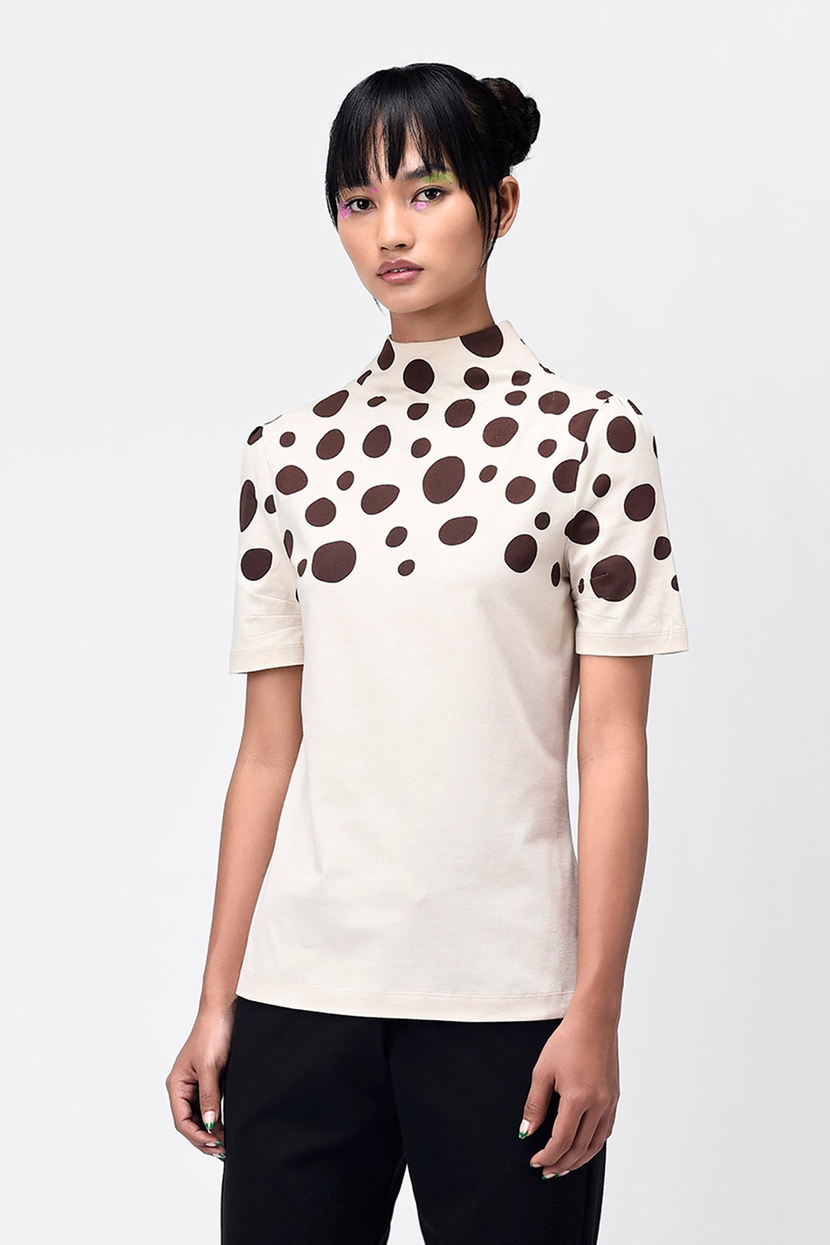 High Neck Printed Womens T Shirt