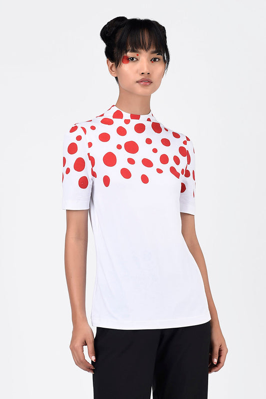 High Neck Printed Womens T Shirt