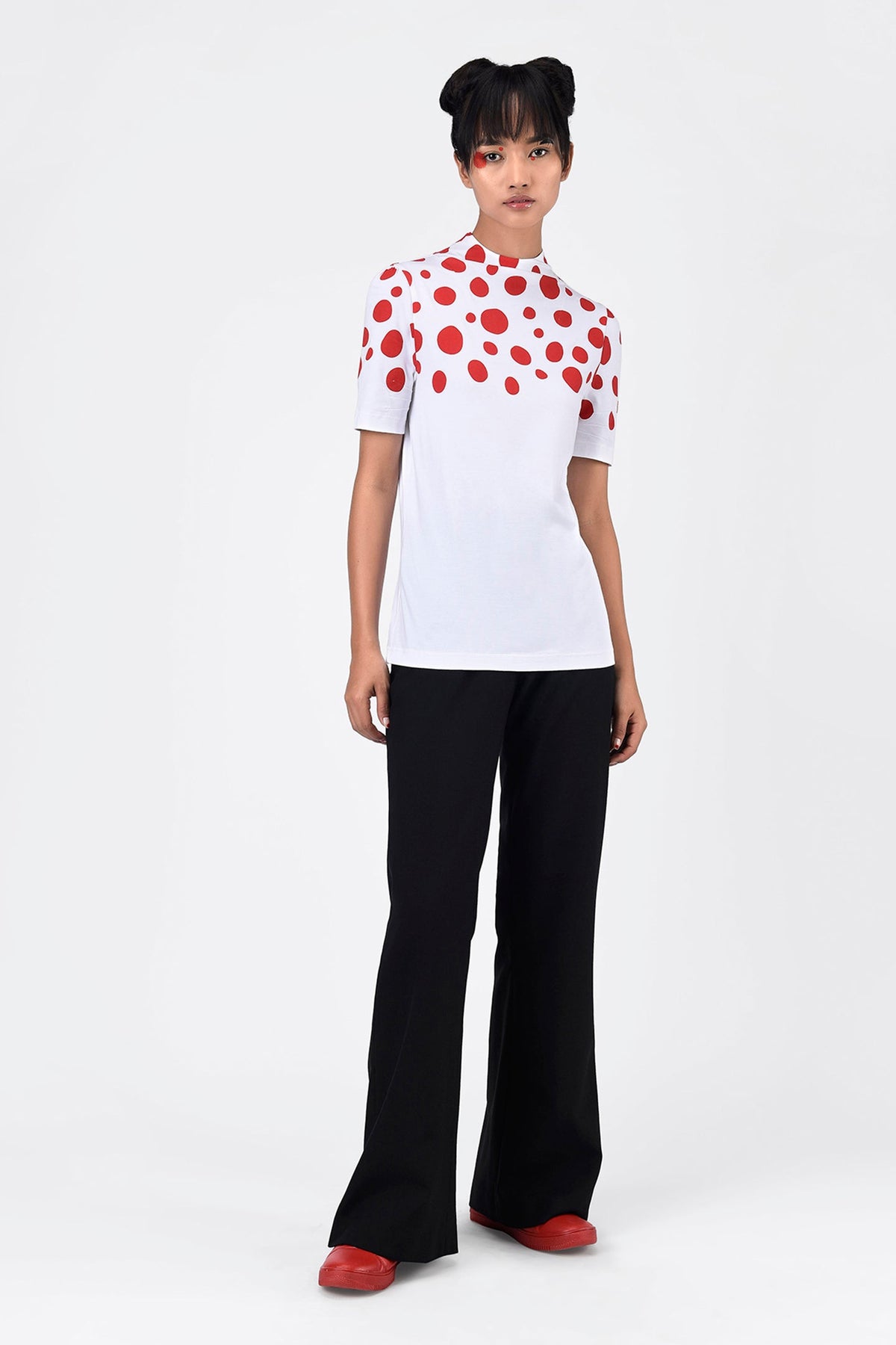 High Neck Printed Womens T Shirt