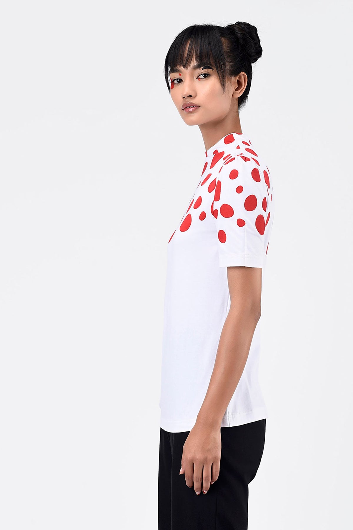 High Neck Printed Womens T Shirt