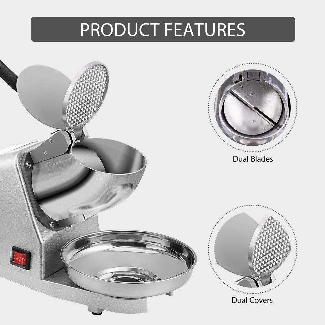 VIVOHOME Électrique Ice Shaver Snow Cone Maker Machine Silver 143lbs/hr pour usage domestique et commercial