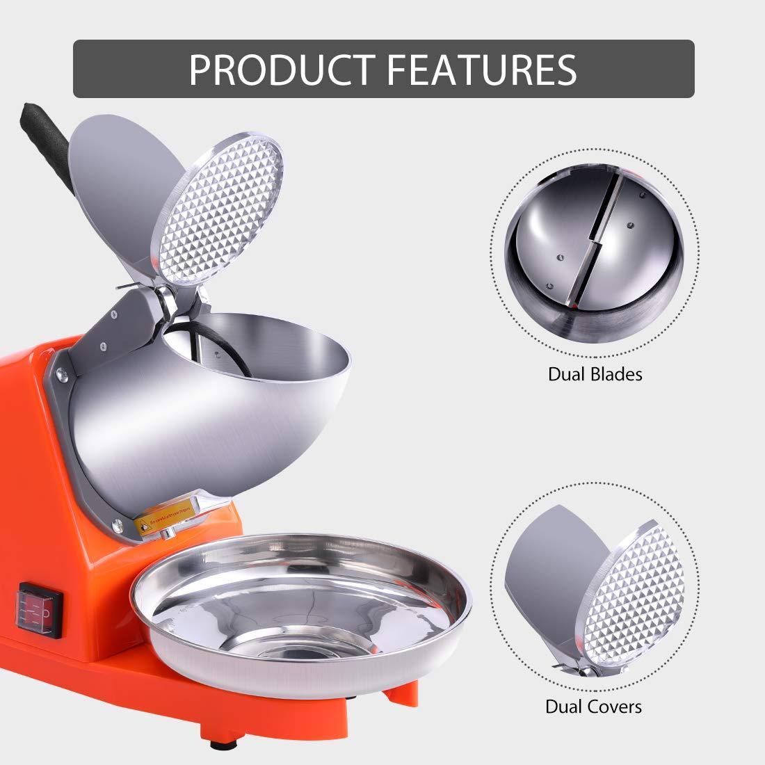 VIVOHOME Électrique Ice Shaver Snow Cone Maker Machine Silver 143lbs/hr pour usage domestique et commercial