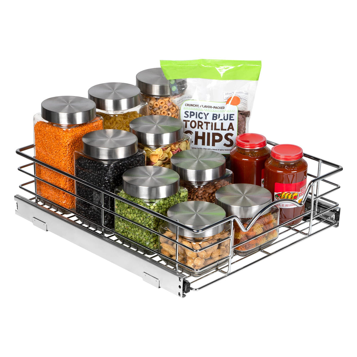 Cabinet Pull Out Shelves – 5”High Slide Out Cabinet Organizer Basket – Heavy Gauge Metal Wire - Pull Out Drawer For Kitchen Cabinets – 5 year Limited Warranty.