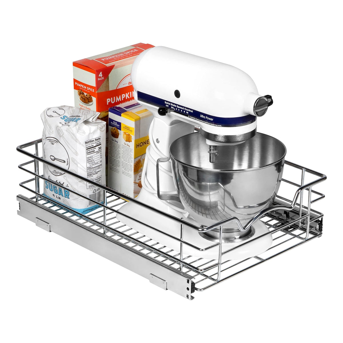 Cabinet Pull Out Shelves – 5”High Slide Out Cabinet Organizer Basket – Heavy Gauge Metal Wire - Pull Out Drawer For Kitchen Cabinets – 5 year Limited Warranty.