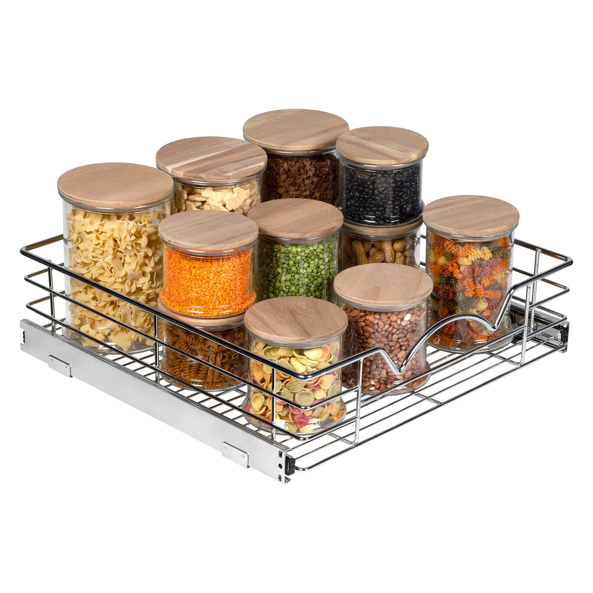 Cabinet Pull Out Shelves – 5”High Slide Out Cabinet Organizer Basket – Heavy Gauge Metal Wire - Pull Out Drawer For Kitchen Cabinets – 5 year Limited Warranty.