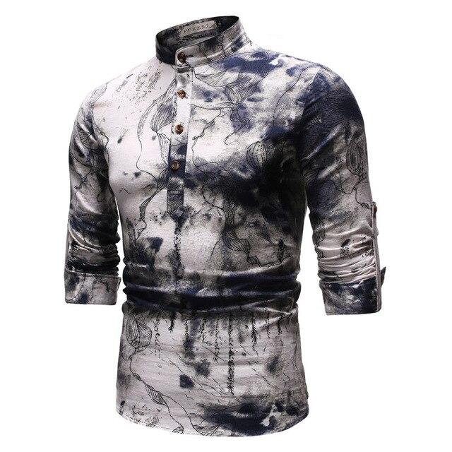 Chemise imprimée automne jeunesse de style national pour hommes