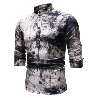 Chemise imprimée automne jeunesse de style national pour hommes