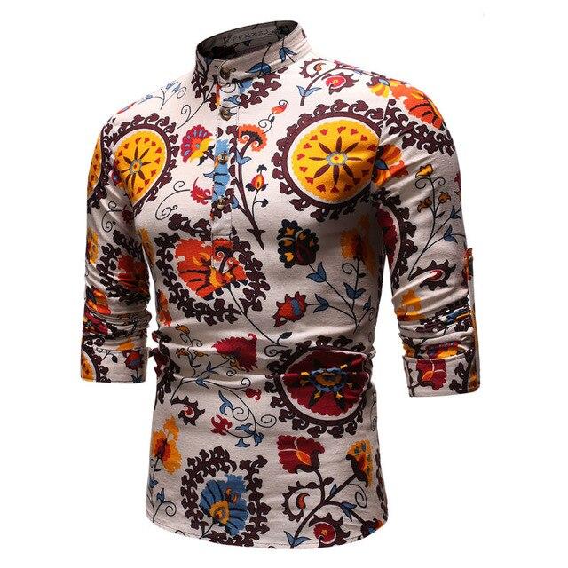 Chemise imprimée automne jeunesse de style national pour hommes