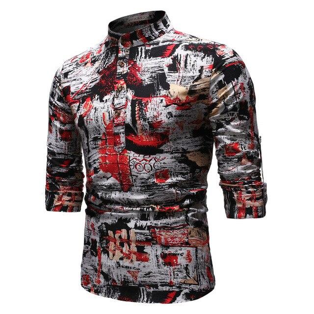 Chemise imprimée automne jeunesse de style national pour hommes