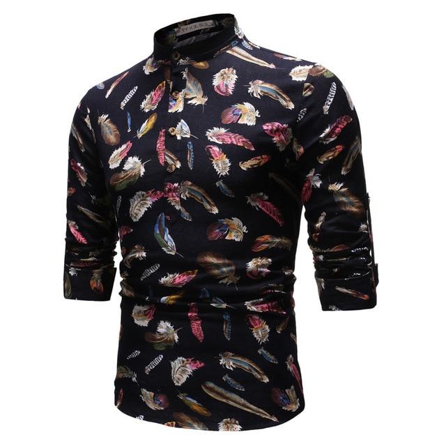 Chemise imprimée automne jeunesse de style national pour hommes