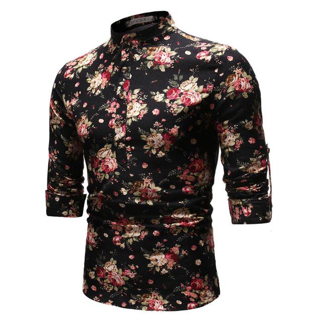 Chemise imprimée automne jeunesse de style national pour hommes