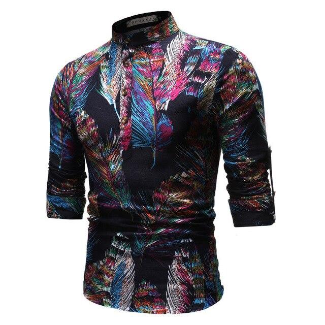 Chemise imprimée automne jeunesse de style national pour hommes