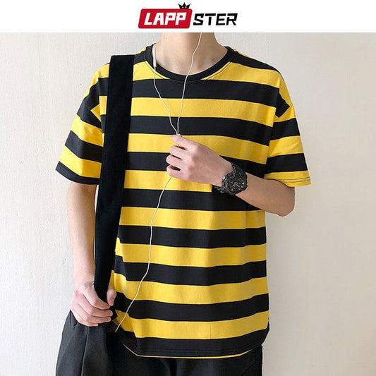 Men Striped Yellow T-shirts