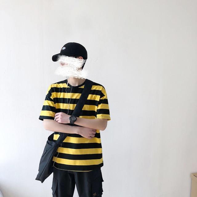T-shirts jaunes rayés pour hommes
